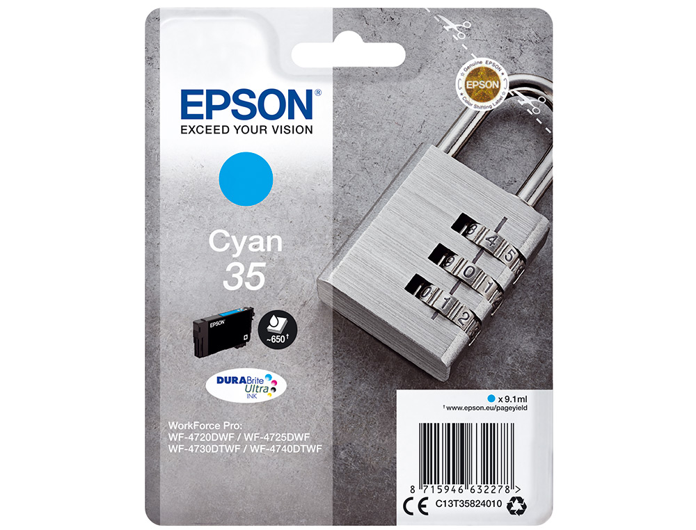 EPSON - Ink-jet singlepack cian 35 durabrite ultra ink (Ref. C13T35824010)