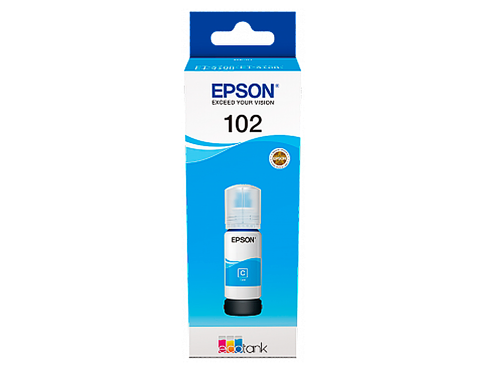 EPSON - Tinta ecotank 102 et-2700 / 2750 / 3700 / 3750 / 4750 bote de 70 ml cian 6.000 pag (Ref. C13T03R240)