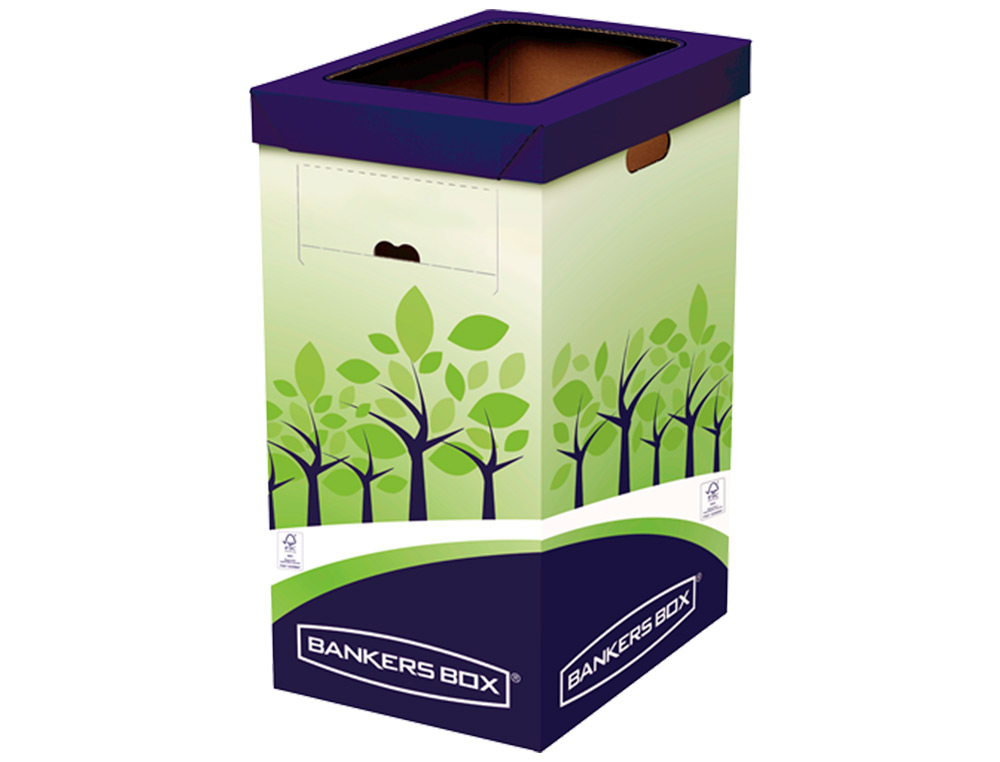 FELLOWES - Contenedor papelera reciclaje carton doble 100% reciclado montaje manual entrada superior 69 litros (Ref. 8049202)