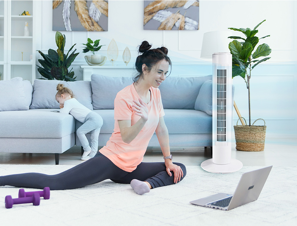 JOCCA - Ventilador de torre 3 velocidades 45w sistema oscilacion altura 730 mm 730x170x170 mm (Ref. 1469)