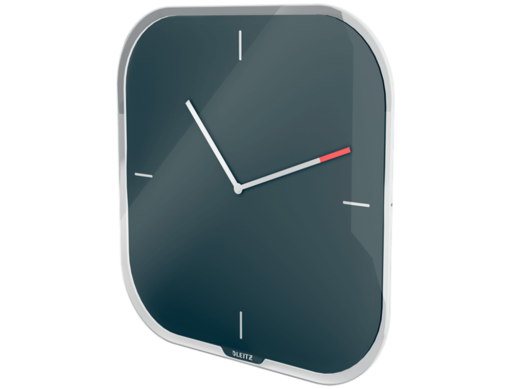 LEITZ - Reloj cosy de pared silencioso cristal 30x30 cm gris (Ref. 90170089)