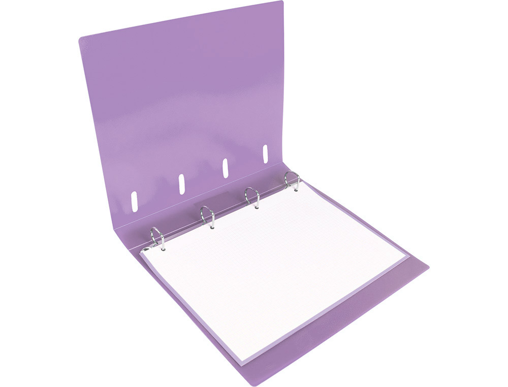 LIDERPAPEL - Carpeta con recambio A4 cuadro 5mm 100 hojas 80g polipropileno 4 anillas mixtas 25mm lavanda (Ref. CH59)