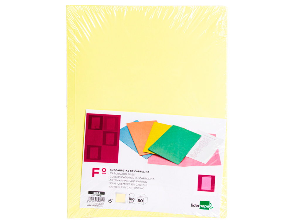 LIDERPAPEL - Subcarpeta folio amarillo pastel 180g/m2 (Ref. SC34)