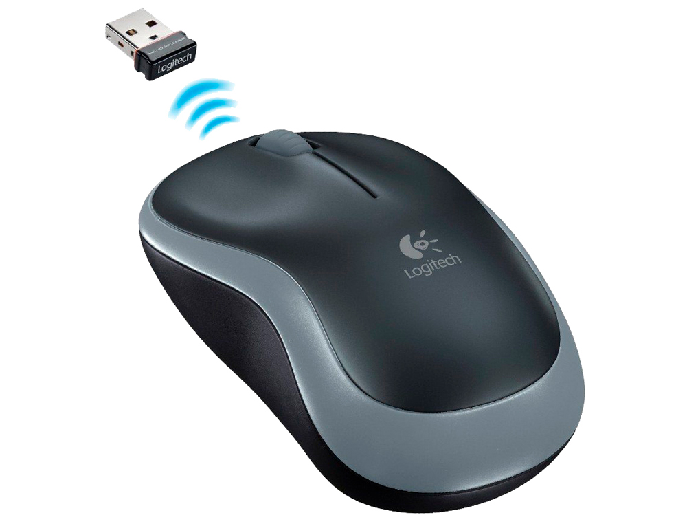 LOGITECH - Raton optico inalambrico nano receptor m185 gris (Ref. 910-002235)