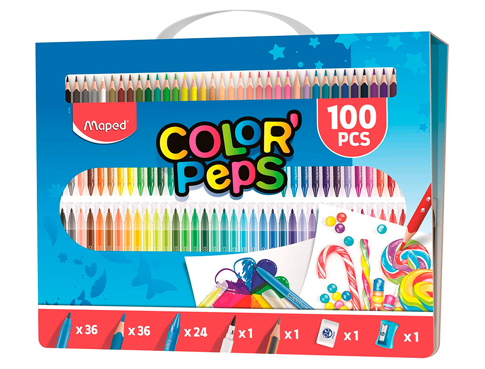 MAPED - Estuche pintura color peps kit 100 piezas surtidas (Ref. 907003)