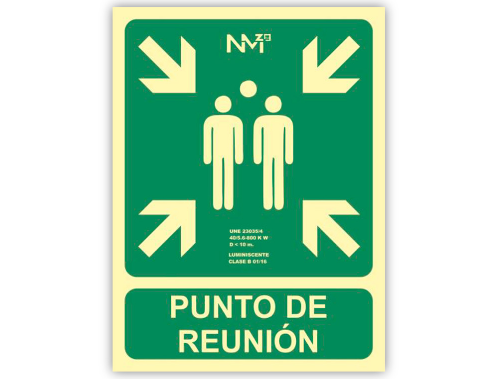 ARCHIVO 2000 - Pictograma punto de reunion pvc verde luminiscente 224x300 mm pack de 2 unidades (Ref. 6170-07H VE)