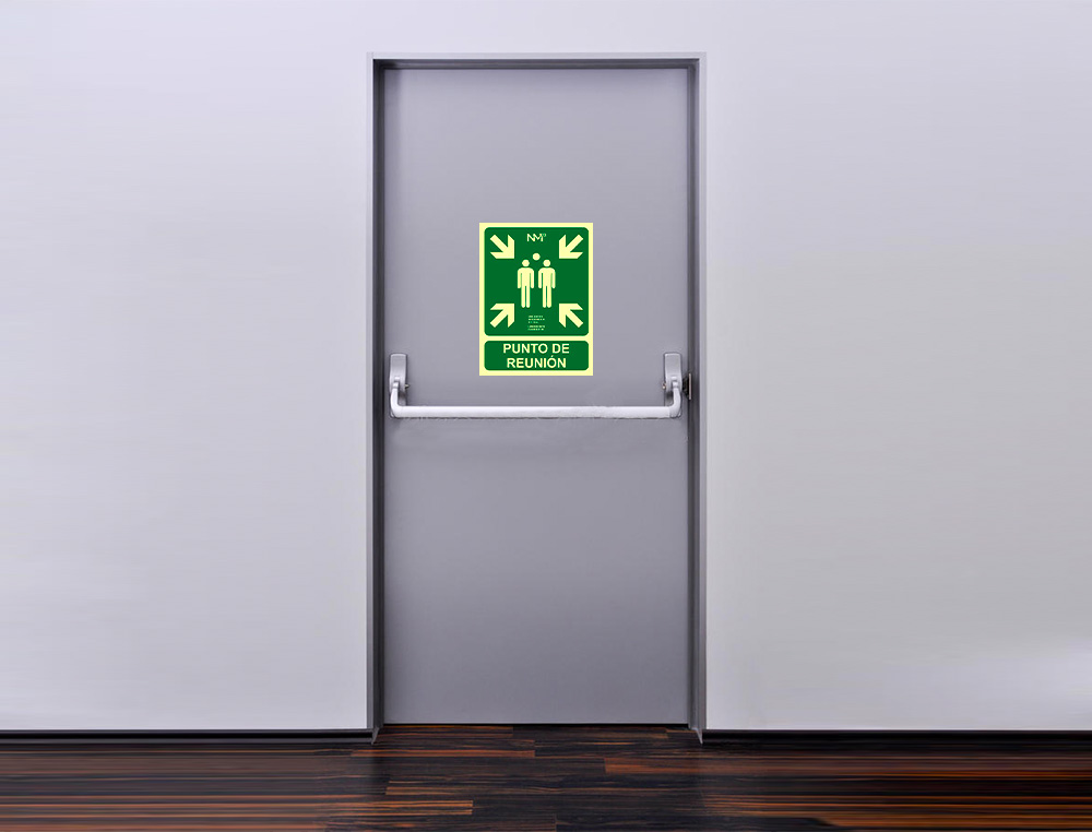 ARCHIVO 2000 - Pictograma punto de reunion pvc verde luminiscente 224x300 mm pack de 2 unidades (Ref. 6170-07H VE)