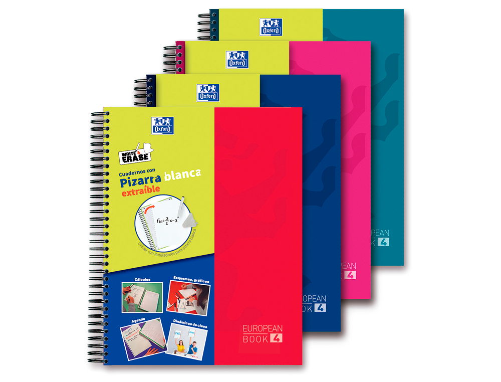 OXFORD - Cuaderno espiral europeanbook 5 write&amp;erase school classic din a4+ 120 hojas cuadro 5 mm con margen (Ref. 400120643)