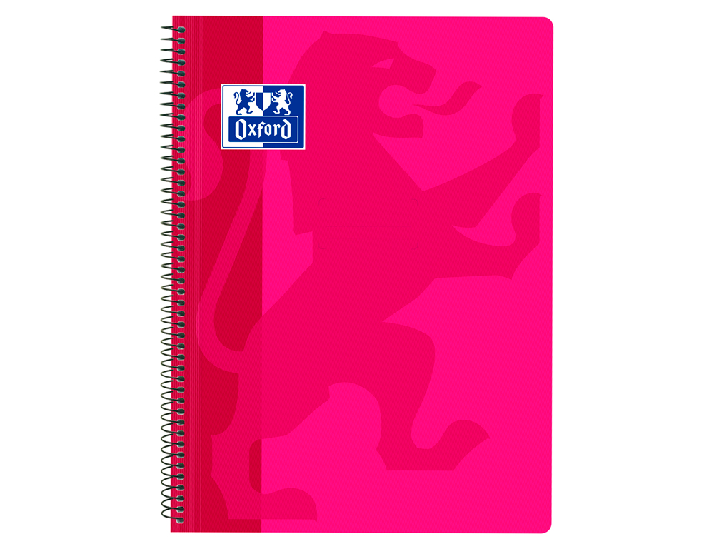 OXFORD - Cuaderno espiral school classic tapa polipropileno folio 80 h cuadro 4 mm con margen fucsia (Ref. 400079664)