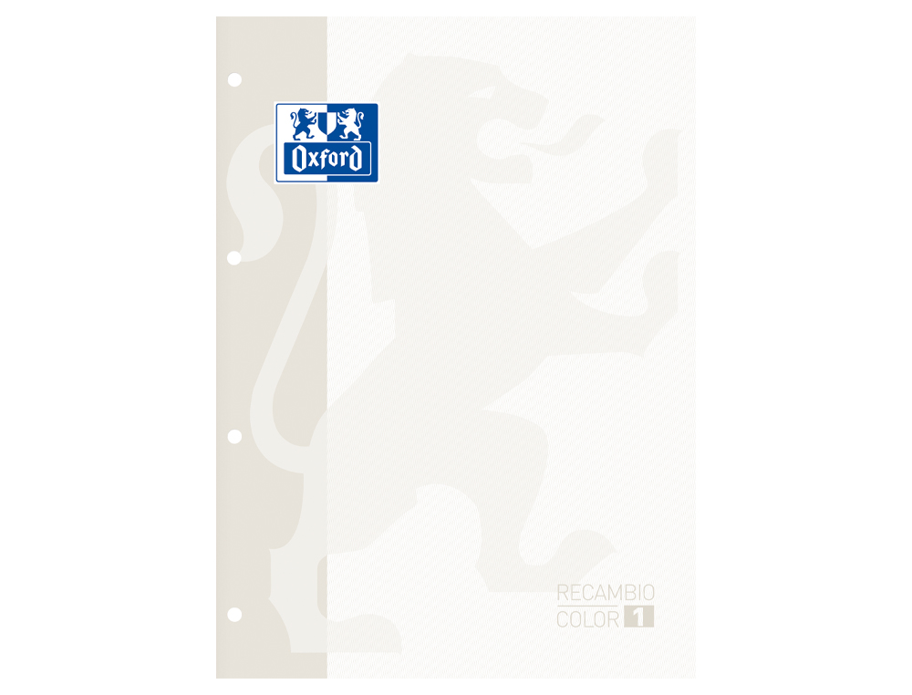 OXFORD - Recambio color din A4 80 hojas cuadro 5 mm 4 taladros blanco (Ref. 400121559)