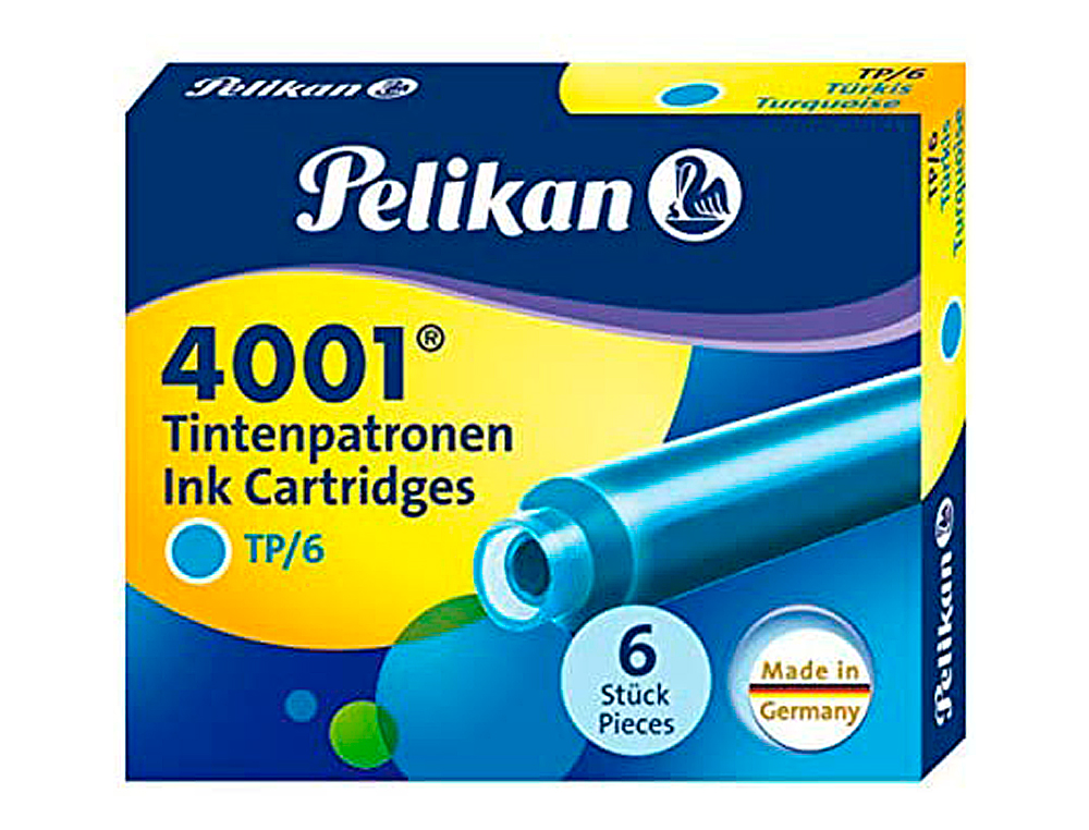 PELIKAN - Tinta estilografica tp6 turquesa caja de 6 cartuchos (Ref. 301705)