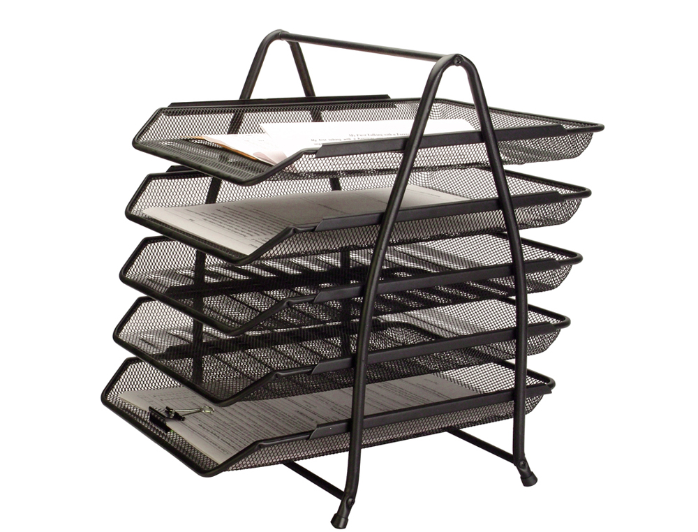 Q-CONNECT - Bandeja sobremesa metalica kf18474 rejilla negro 5 bandejas movibles 350x275x375 mm (Ref. KF18474)
