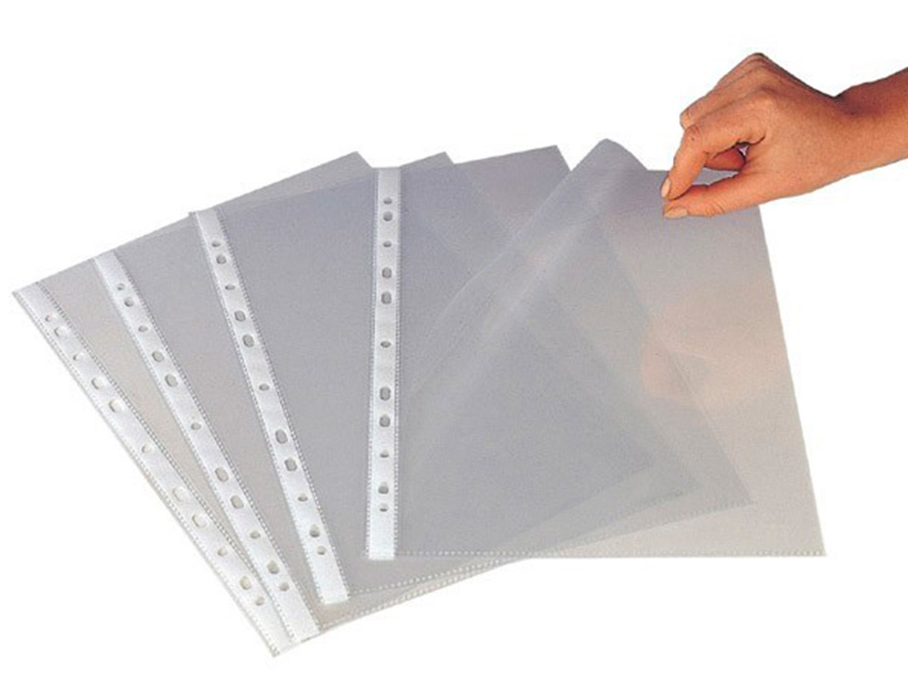 Q-CONNECT - Funda multitaladro folio 80 mc cristal caja de 1400 unidades (Ref. KF15539)