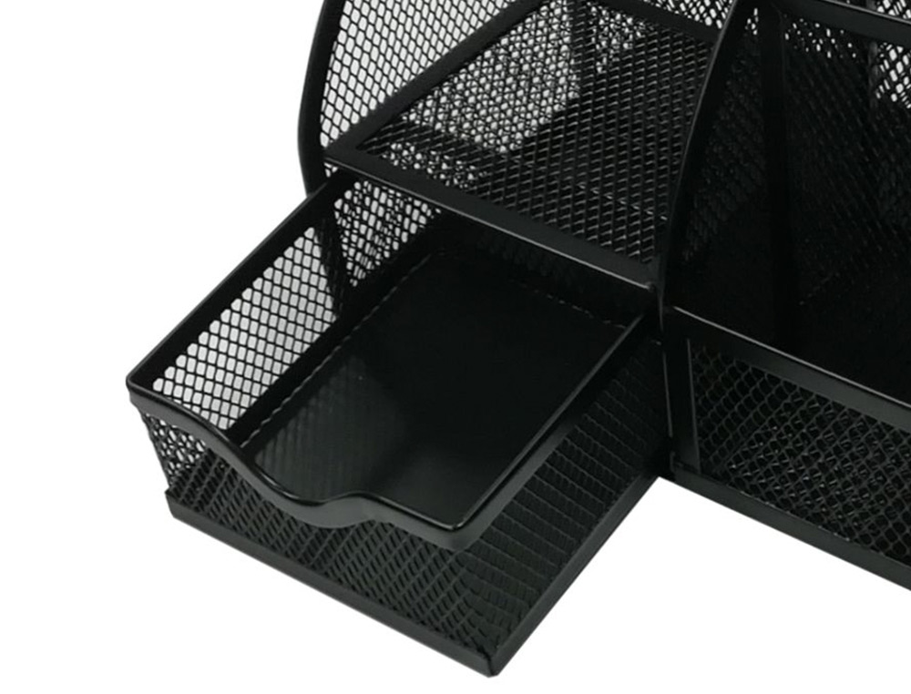 Q-CONNECT - Organizador sobremesa kf17295 metalico curvo rejilla negra con 5 departamentos 220x140x130 mm (Ref. KF17295)