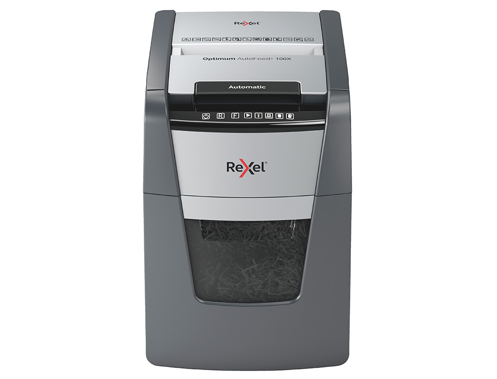 REXEL - Destructora de documentos optimum auto+ 100x eu capacidad 100 hojas particulas destruye grapas (Ref. 2020100XEU)