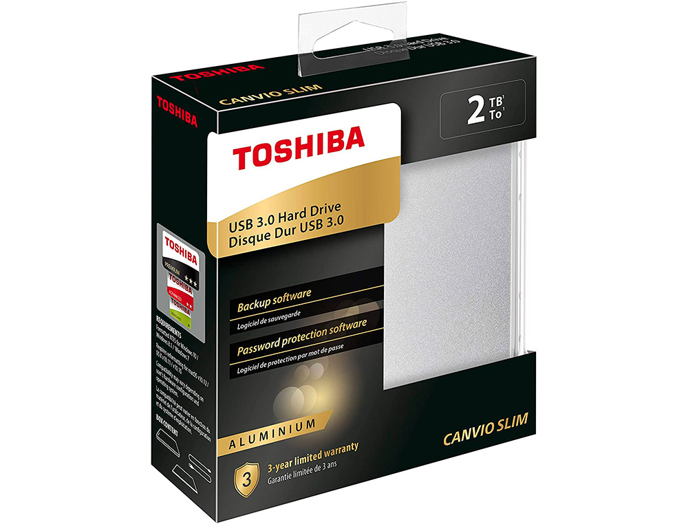 TOSHIBA - Disco duro externo canvio slim hdd 2,50\&quot; 5.000 mbit/s usb 3.0 2 tb color blanco (Ref. HDTD320ES3EA) (Canon L.P.I. 6,45€ Incluido)