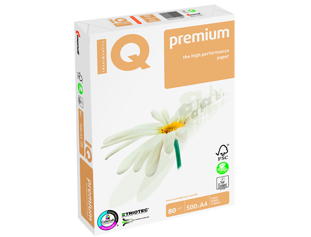 IQ - PAPEL FOTOCOPIADORA PREMIUM DIN A4 80 GRAMOS PAQUETE DE 500 HOJAS (Ref.IP8030)