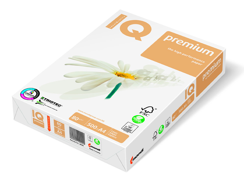 IQ - PAPEL FOTOCOPIADORA PREMIUM DIN A4 80 GRAMOS PAQUETE DE 500 HOJAS (Ref.IP8030)