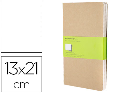 MOLESKINE - Pack 3 CUAD CAHIER LISO 13X21 (Ref.QP418)