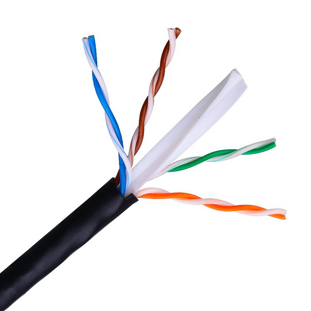 AISENS - CABLE DE RED EXTERIOR IMPERMEABLE RJ45 CAT.6 UTP RÍGIDO AWG24, NEGRO, 100M (Ref.A135-0263)