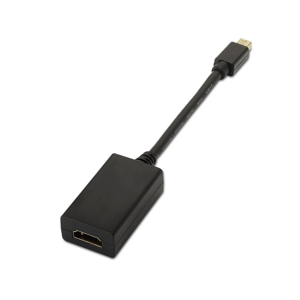 AISENS - CONVERSOR MINI DP A HDMI, MDP/M-HDMI A/H, NEGRO, 15CM (Ref.A125-0137)