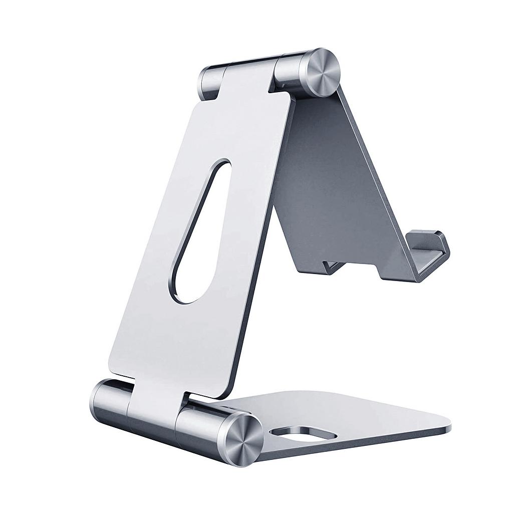 AISENS - SOPORTE DE SOBREMESA TAMAÑO M AJUSTABLE (2 PIVOTES) PARA MOVIL / TABLET, PLATA (Ref.MS2PM-086)