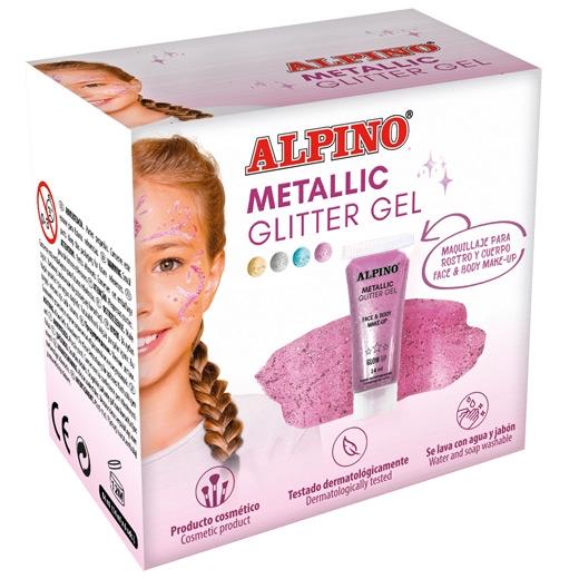 ALPINO - GEL CON PURURINA METALLIC GLITTER CAJA 6U ROSA (Ref.DL000614)