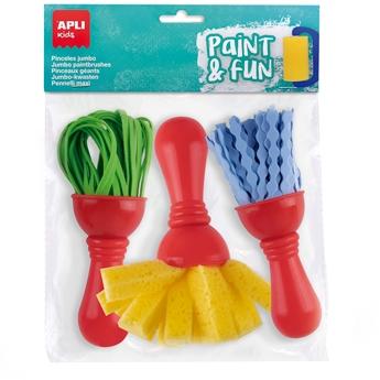 APLI - PINCELES PAINT&amp;FUN MAXI GOMA EVA Y ESPONJA PAINT &amp; FUN BOLSA DE 3 C/SURTIDOS (Ref.19414)