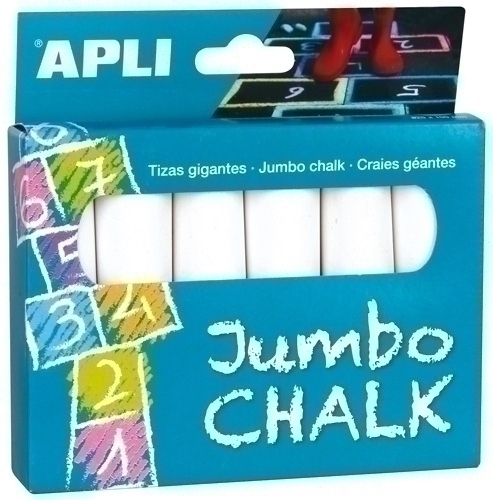 APLI - TIZAS JUMBO BLANCAS CAJA de 6 (Ref.14370)