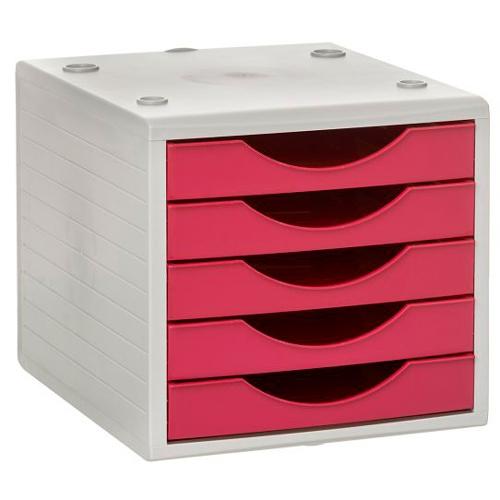 ARCHIVOTEC - MODULO 5 CAJONES GRIS/FUCSIA (Ref.4005 FC)