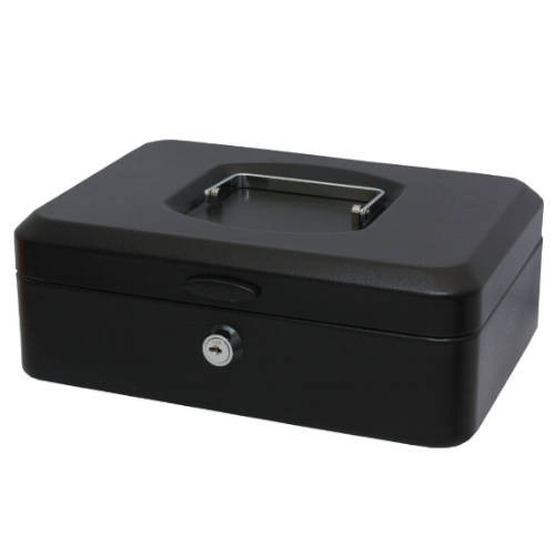 BISMARK - CAJA CAUDALES CON BANDEJA Y CIERRE TAMAÑO GRANDE 25X9X17 CM. NEGRA (Ref.318738)