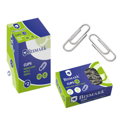 BISMARK - CLIP Nº2 (32 mm.) NIQUELADO CAJA de 100 (Ref.316865)