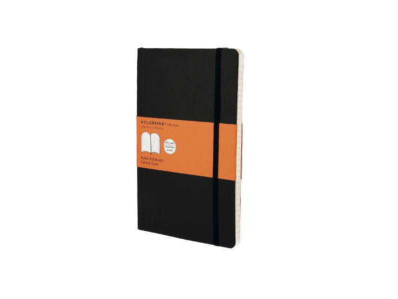 MOLESKINE - Cuaderno TAPA BLANDA COLOR NEGRO.RAYADO HORIZONTAL.GRANDE, 13X21CM. (Ref.QP616)