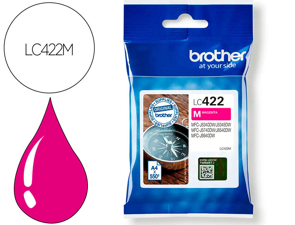 BROTHER - INK-JET LC-422M MAGENTA MFC-J5340DW / MFC-J5740DW / MFC-J6540DW / MFC-J6940DW 550 PAGINAS (Ref.LC422M)