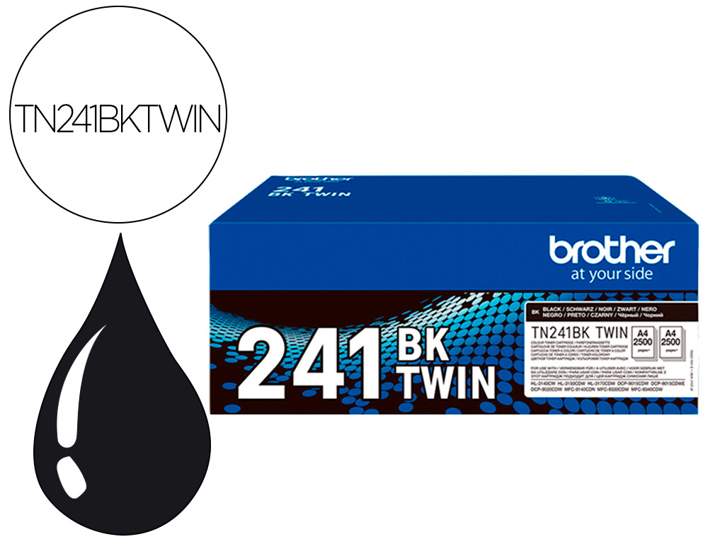 BROTHER - TONER HL3140 / 3170 / 3150 / DCP9020 / MFC9140 / 9330 / 9340 NEGRO 2500 PAGINAS PACK de 2 (Ref.TN241BKTWIN)