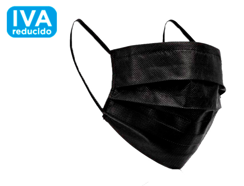 COVID - MASCARILLA FACIAL QUIRURGICA DESECHABLE 3 CAPAS CON AJUSTE NASAL FILTRACION 95% TIPO IIR COLOR NEGRO (Ref.IIR NEGRA)