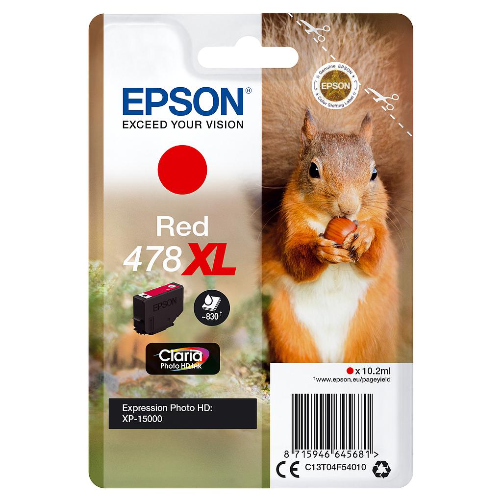 EPSON - Singlepack ROJO 478XL Claria Photo HD Ink ardilla RF+AM (Ref.C13T04F54020)