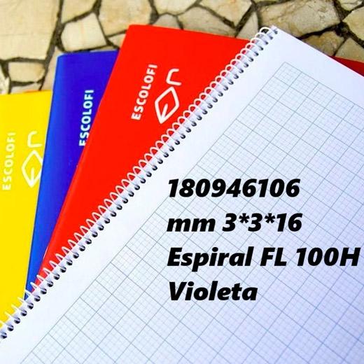 ESCOLOFI - CUADERNO ESPIRAL 100H FOLIO 70GR MM 3X3X16 VIOLETA (Ref.180946106)