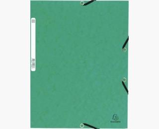 EXACOMPTA - CARPETA CARTÓN LUSTRADO 355 GR TRES SOLAPAS GOMAS A4 VERDE -10U- (Ref.55303E)