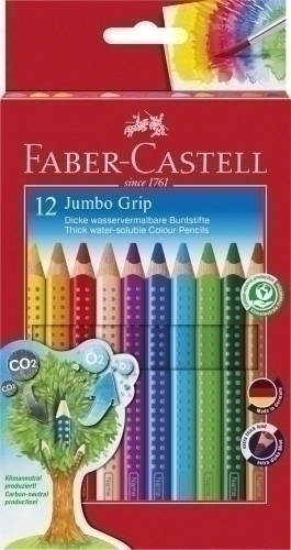FABER CASTELL - LAPICES ACUARELABLES JUMBO GRIP estuche de 12 (Ref.110912)
