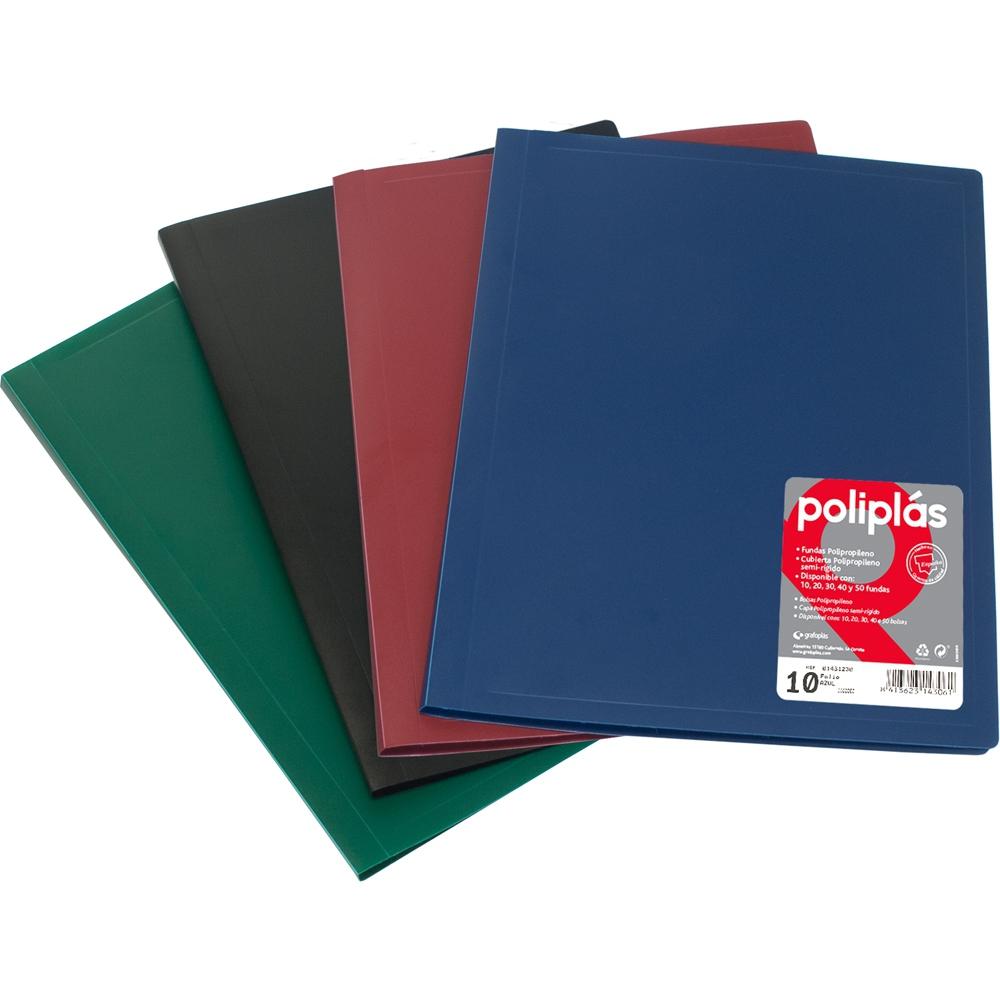 GRAFOPLÁS - CARPETA POLIPLÁS DE POLIPROPILENO OPACO CON 10 FUNDAS SOLDADAS FOLIO AZUL (Ref.1430030)