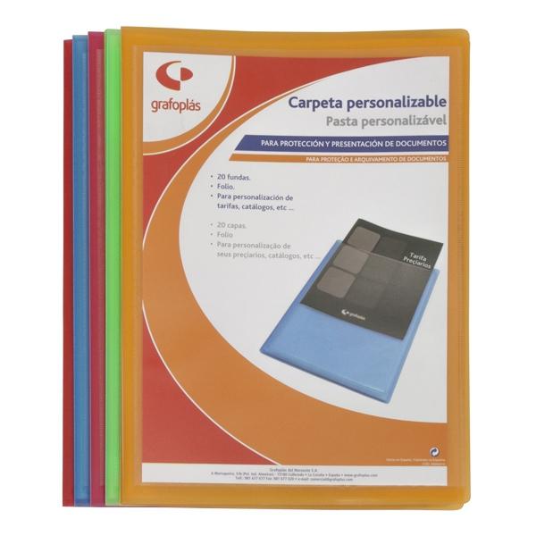 GRAFOPLÁS - CARPETA POLIPLÁS PERSONALIZABLE DE POLIPROPILENO TRANSLÚCIDO CON 30 FUNDAS SOLDADAS FOLIO AZUL (Ref.1471530)