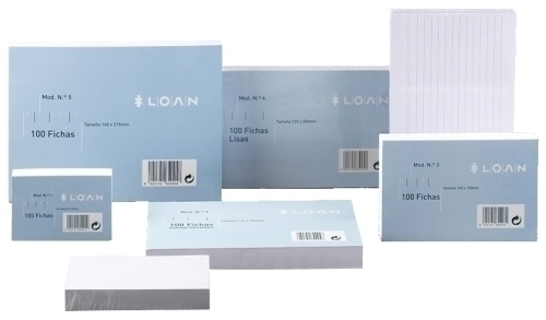 LOAN - FICHAS RAYADAS 65x95mm (Nº1) paquete de 100 (Ref.F-1 (RAYADA))