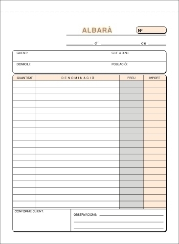 LOAN - TALONARIO CATALAN ALBARANES 4º NATURAL (Ref.T-118/C)