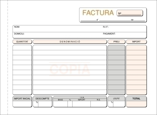 LOAN - TALONARIO CATALAN FACTURAS 4º APDO DUPLI (Ref.T-64/C)