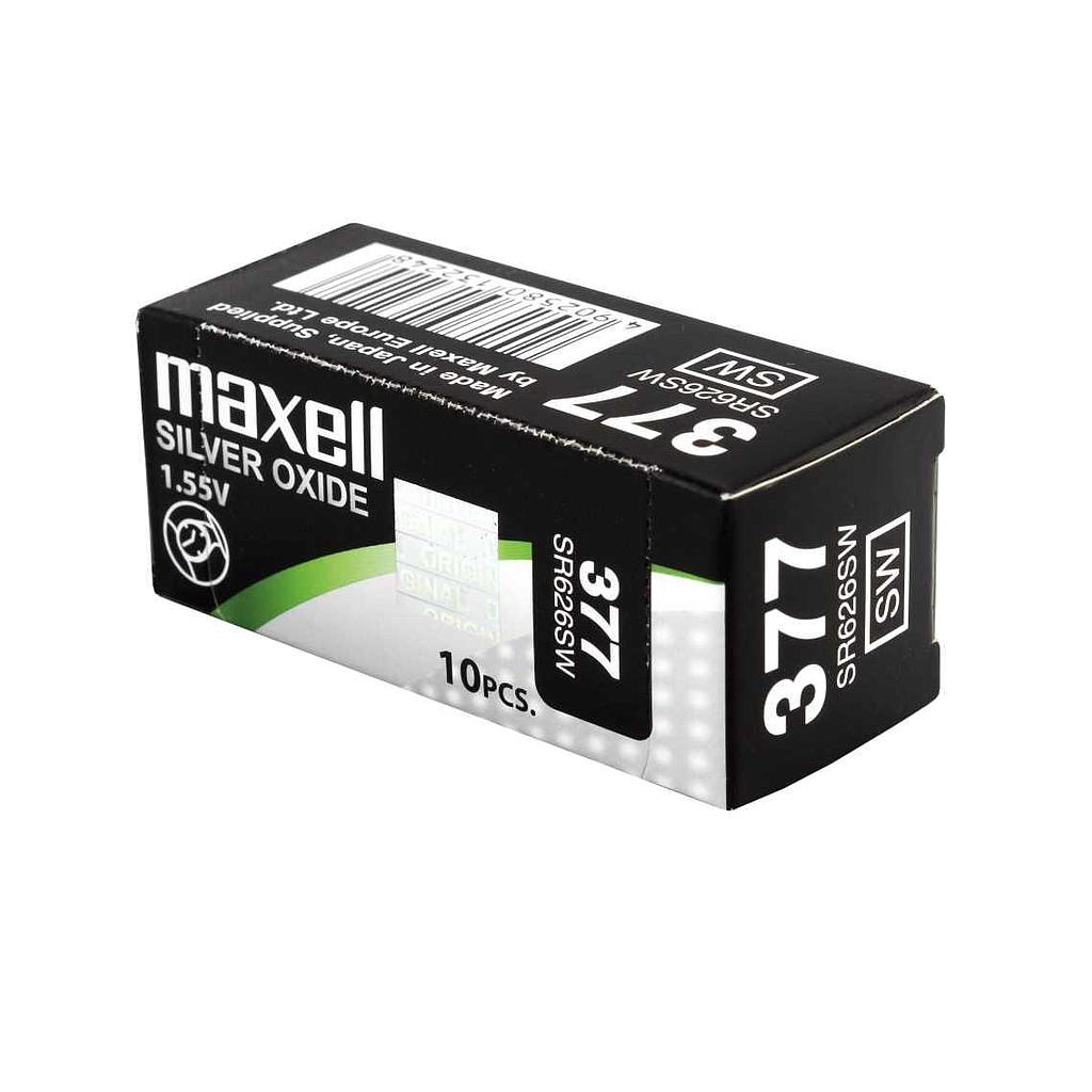 MAXELL - MICRO PILAS PLANAS ÓXIDO DE PLATA 1,55V - SR626SW 377 CAJA 10U (Ref.SR0626SW MXL)