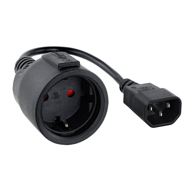NANOCABLE - Cable Adaptador C14/M a CEE7/H, 25cm (Ref.10.22.0901)