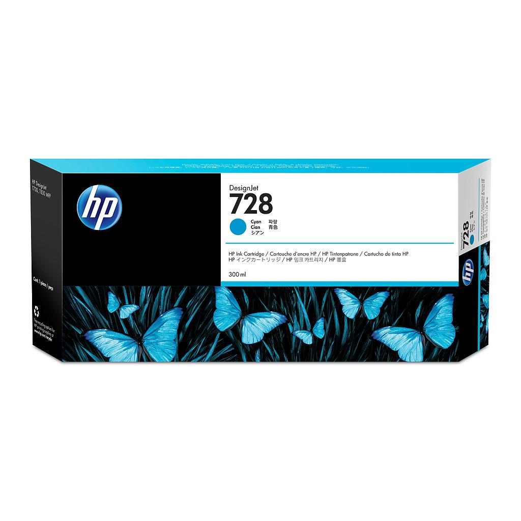 HP ( HEWLETT PACKARD ) - Cartuchos ORIGINALES Inyección De Tinta 728 300-ml cyan para DesignJet T730 Printer, T830 MFP() (Ref.F9K17A)