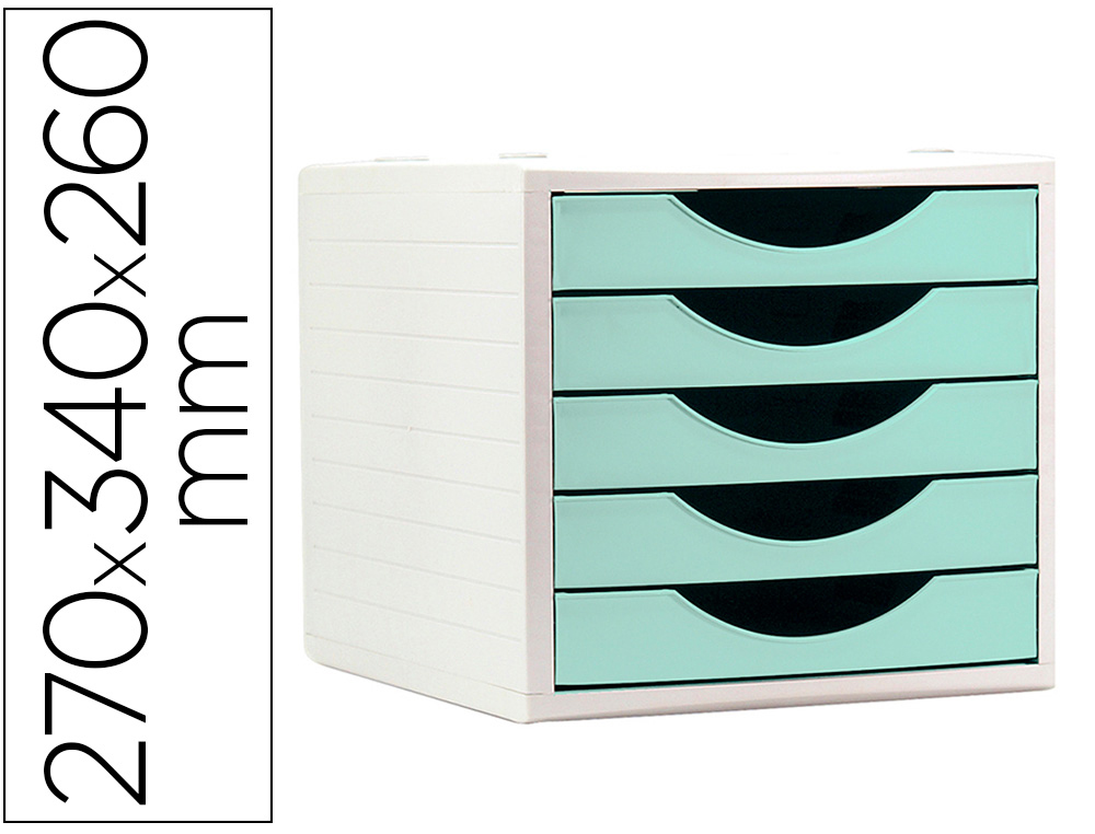 Q-CONNECT - FICHERO CAJONES DE SOBREMESA 5 CAJONES COLOR VERDE PASTEL 270X340X260 MM (Ref.KF11536)