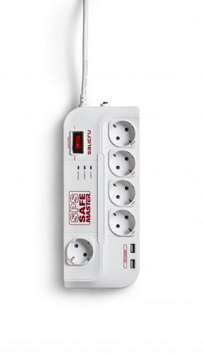SALICRU - Regleta SPS SAFE Master - Protectores eléctricos activos de última generación (5 Tomas Schuko) (Ref.680BA000005)